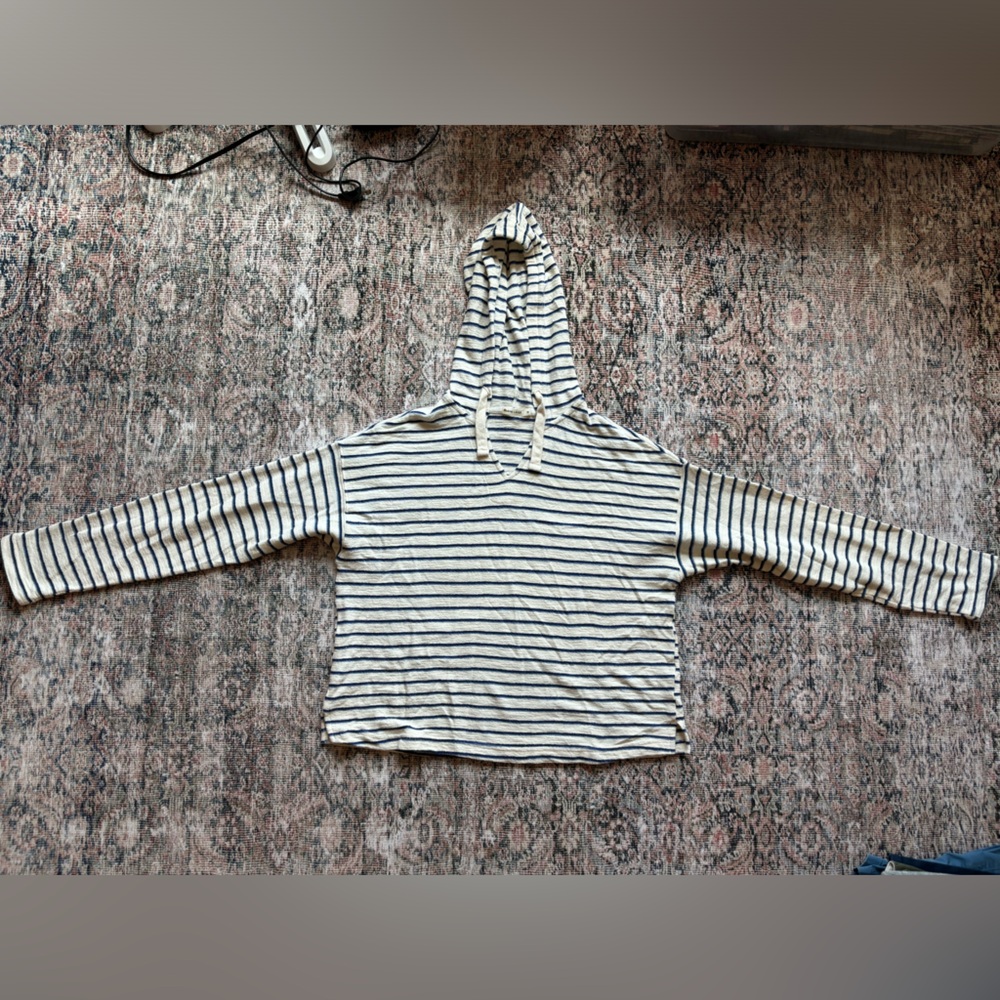 Marine Layer Playa Hoodie Navy Cream Stripe Size M